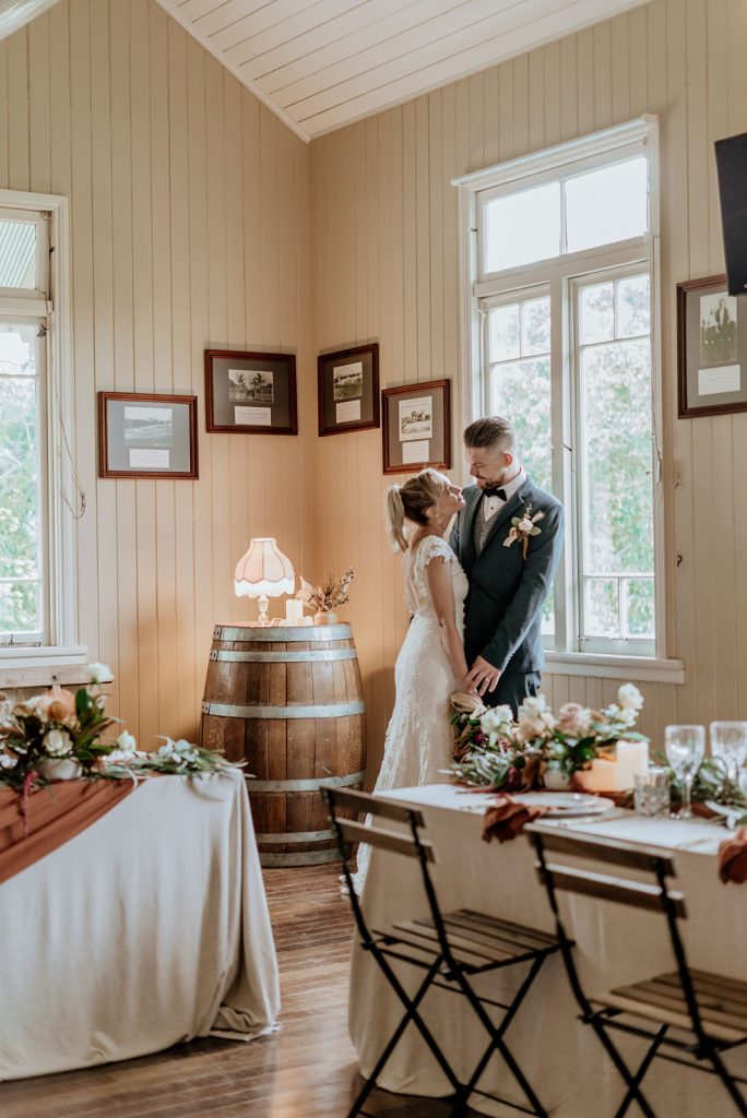 Wedding table setting at Mapleton Hall