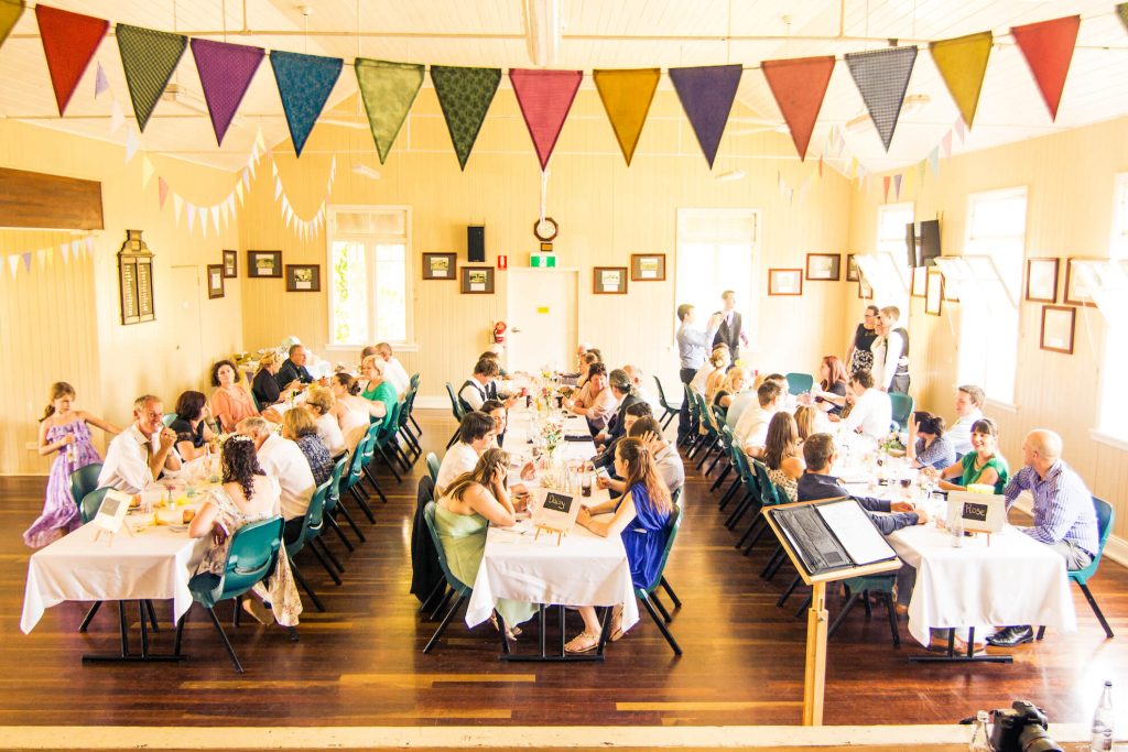 Wedding with bunting at Mapleton Hall
